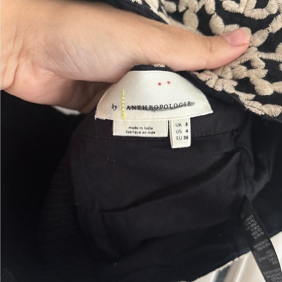 Anthropologie Black and Cream Embroidered Crop Top - Picture 3 of 8